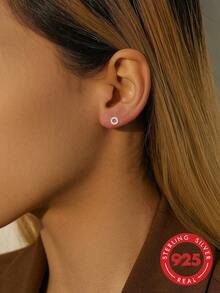 SYMFNY Elegant Cubic Zirconia Round Design 925 Sterling Silver Stud Earrings For Daily Wear - small circle - View 1