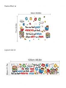 1 Set Cartoon Reading Wall Stickers, Inspirational English Slogan Self-Adhesive Wall Decals, Suitable For Study Room, Classroom, Library, Reading Corner Decoration, Colorful Book Illustrations And Motivational Texts, E.G. "Magic Is Everywhere, Relax Your Mind, All You Need Is A Book", Perfect To Inspire Reading Interest, 2D Cartoon Forest Animal Wall Stickers - Forest Animal Stickers - View 3