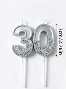 Silver Glitter Number 0-9 Birthday Wedding Anniversary Party Cake Decorative Candles - View 5