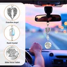 1pc Angel Rearview Mirror Hanging Decor, Christian Car Accessory Guardian Angel Pendant, Religious Gift For Women, Teenagers, Friends, Rearview Mirror Decoration - Multicolor - View 4