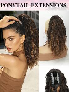 Ponytail Extension,18inch Curly Pony Tail Clip In Claw Hair Extensions Fluffy Natural Looking Synthetic Hairpiece For Music Festival Party And Daily - Multicolor - View 19