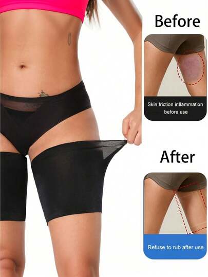 1 Pair Women's Anti-Chafing Thigh Bands, Elastic Anti-Friction Leg Sleeves With High Elasticity Silicone To Prevent Chafing And Prevent Leg Catching
