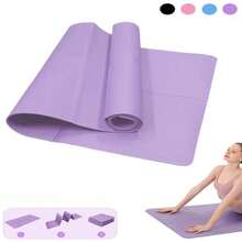 1 pieza Esterilla de yoga EVA de 173x61cm, antideslizante y amortiguadora de golpes, sin olor, adecuada para principiantes, fitness, danza, uso en interiores/exteriores, diseño morado sencillo, ligera y portátil, diseñada para amantes del yoga, principiantes de fitness, aprendices de danza, entrenamiento en casa, adecuada para acondicionamiento físico en el hogar, práctica de yoga en el estudio, entrenamiento de danza, campamento al aire libre - Morado - Ver 2