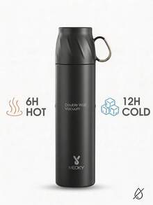 Bình nước giữ nhiệt 500ml/16oz, giữ nhiệt 24 giờ, chống rò rỉ, nắp đa chức năng, thành đôi bằng thép không gỉ, thích hợp cho thể thao, tập thể dục, du lịch và đi học. - màu đen - Xem 4