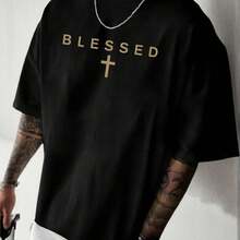 Zrgoth Men's Casual Versatile Minimalist Chest Graphic English Slogan Print Short Sleeve T-Shirt - Hồng - Xem 6