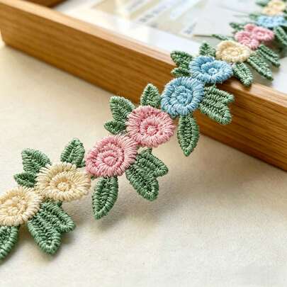 Decorative Fabric Lace Trim 2.7cm Wide Floral Embroidery Ribbon For Sewing Apparel Home Decor Hair Accessory Making