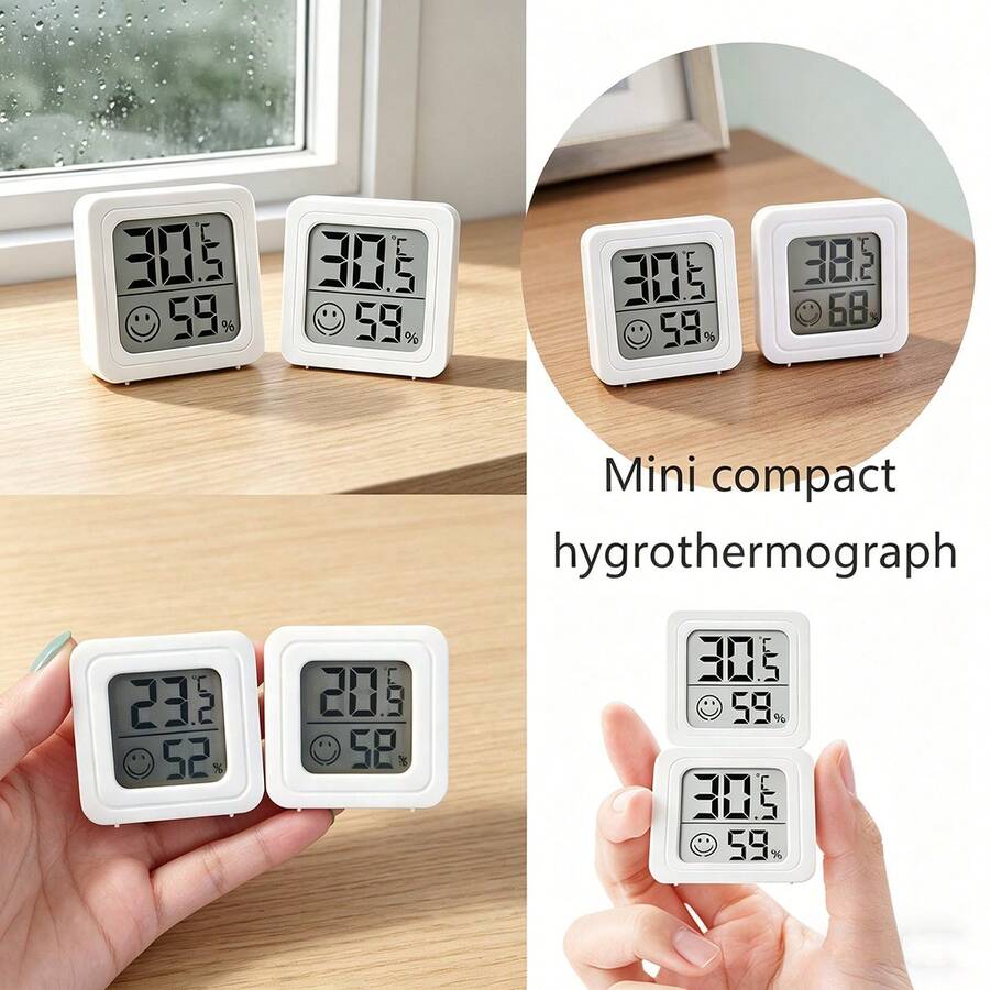 1/2pcs Mini Digital Thermometer Hygrometer, Indoor High Precision Temperature Humidity Meter, Comfort Level Indicator For Home, Office, Car, Wine Cabinet, Reptile Habitat - Thermometer and Hygrometer - View 1