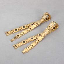 1 Piece Of Magnetic Bracelet For Men And Women, Stainless Steel Magnetic Bracelet With Size Tool, Magnet Jewelry Gift - Golden - View 4