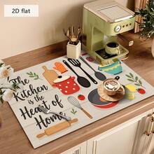 1pc Red Polka Dot Dish Drying Mat With Kitchenware Decor Pattern, Multipurpose Draining Pad, Household Gift, Tabletop Decor - XYLSD-218 - View 4