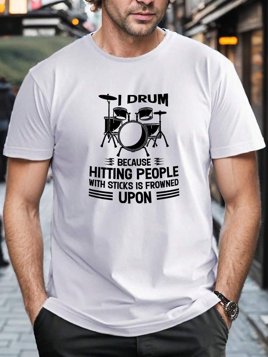 2026.Tops. Printed Pleated Plus-Size Men's T-Shirt, Plus-Size Men's Summer Outfit. - 白色 - 查看 1