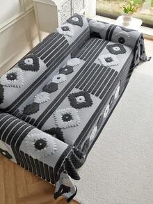 1 tấm bọc ghế sofa bằng vải chenille mới, phù hợp với sofa 1-2-3-4 chỗ ngồi, chống bám lông thú cưng, kiểu dáng hiện đại, bọc toàn bộ ghế, thích hợp cho mọi mùa, bọc chống bụi cho đồ nội thất. - Xám - Xem 5
