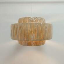 Large 3-Tier Handwoven Paper Lamp Shade, Minimalist Creative Coffee/Gray Color Pendant Light Shade (Shade Only) - Small 40cm Three-layer Lampshade - View 4