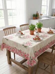 1 Khăn trải bàn hình chữ nhật/hình bầu dục/hình tròn kích thước 60x84/70/60x120 inch kiểu Châu Âu, in họa tiết hoa hồng màu hồng, chất liệu polyester phong cách cổ điển lãng mạn, viền ren lượn sóng, chống thấm nước, chống bám bẩn, chống dầu mỡ, chống nhăn, có thể giặt và tái sử dụng, dùng trang trí nhà cửa. - Nhiều màu - Xem 8