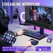 AmpliGame Gaming Controller dengan 15 Tombol Pintasan untuk OBS Streaming Studio dengan Tombol Makro, Aksi Pemicu, Kontroler RGB Media PC untuk Pembuatan Konten/Pekerjaan Kantor - FIFINE D6 (Versi Global) - View 9