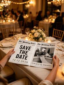1/2 Customized Wedding Newspaper Announcement, Personalized Photo & Text Wedding Newspaper, Intimate Wedding Newspaper, Unique Newlywed Reveal, Modern Bold Fashion Newspaper - Multicolor - View 7