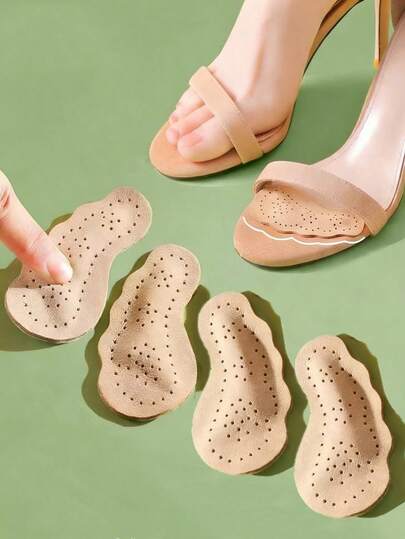 1/2 Pairs Forefoot Cushion Pads, Real Leather Material, Latex Foam Lining For Sweat Absorption And Comfort, Adhesive Backing For Secure Attachment Without Damaging Shoes, Suitable For Women's High Heels, Shoes, And Men's Sneakers, Applicable For Spring, Summer, Autumn, Winter Daily Wear, Back To School, Women's Boots Accessories, Outdoor, Sports, Travel, Home, Office, School