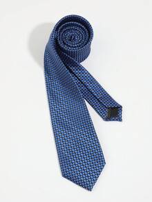 1条男士时尚百搭条纹格纹领带，适合日常穿着、商务场合、派对和约会，配饰，父亲节礼物 - 藍色 - 查看 1