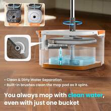 Mop And Bucket Set, Spin Mop With Separate Dirty Water System, Deep-Cleaning Mops For Floors, Versatile Mops For Walls - A - 查看 4