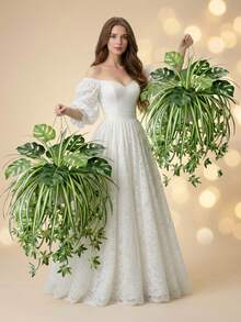 1件裝人造龜背葉與蜘蛛蘭植物套組，2026春季特惠逼真高綠色植物莖，栩栩如生仿真藤葉，適用於居家裝飾、婚禮背景、派對中心裝飾、母親節、復活節假期 - 綠色 - 查看 1