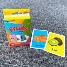 36pcs/Set Early Learning English Word Recognition Educational Flash Cards, Including Color, Time, Shape, Animal, Fruit, Vegetable, Face Parts, Food, Colorful Flashcards Visual Education Tool For School, Student, Stationery, School Supplies, Back To School, Christmas Gift, Family Education Tool - Multicolor - View 16
