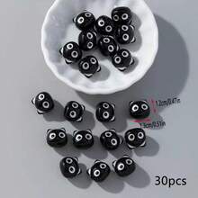 30pcs/Pack Acrylic Colorful Owl Shape Beads, DIY Jewelry Making Accessories - Black and White - View 3
