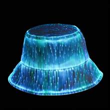 Multicolor LED Fiber Bucket Hat - Cyberpunk Glow-In-Dark Cap For Techno Parties Night Glow Outdoor Cap For Concerts/Camping - White - View 9