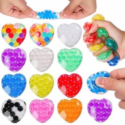 2 quả bóng bóp giảm căng thẳng hình trái tim, đồ chơi bóp mềm hình hạt đào, màu ngẫu nhiên