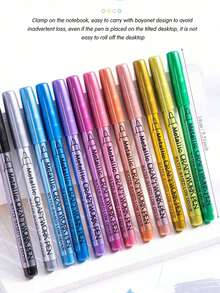 1/3/6/12/24pcs Gold, Silver And Copper Metal Pens, Suitable For Crafts, Signatures And Art Projects, Permanent Markers, Back To School Season - Multicolor - View 10