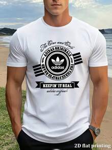 Men's Casual Vintage Letter Graphic Print Crew Neck Short Sleeve T-Shirt, Comfortable Breathable Loose Fit Basic Tee For Daily Wear Outdoor Beach Vacation Summer Men's Clothing - Bianco - Visualizzare 6