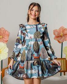 Long-Sleeved Dress For Girls, Sizes 4, 6, 8, 10, 12, 14, 16, Cool And Lightweight - Immediate Shipping With Invoice. - Naty Cervo - View 1