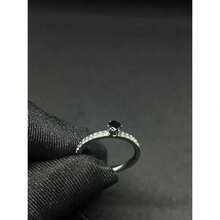 Stainless Steel Silver Solitaire/Stacking Ring With Colored Zirconia Stone, 4mm, For Graduation Or Debutante Parties. - Black - View 3
