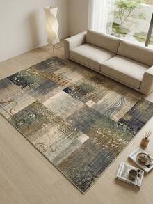 1pc Large Size Green Color Block Patchwork Pattern Living Room Carpet, Fresh Spring/Summer Design, Soft & Comfortable Texture, Easy Care, Non-Slip Bottom, Suitable For Living Room, Bedroom, Kitchen, Dining Room, Entryway, Office And Other Home Decor - Green - View 7