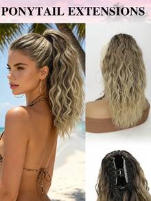 Ponytail Extension,18inch Curly Pony Tail Clip In Claw Hair Extensions Fluffy Natural Looking Synthetic Hairpiece For Music Festival Party And Daily - Multicolor - View 14