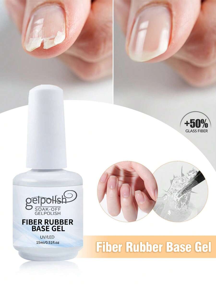 GELPOLISH 15ml 透明纖維橡膠底膠,用於加固/建構/強化/增強指甲,長效保護,可卸除,適合薄脆指甲,完美適用於居家DIY美甲 - 無色 - 查看 1