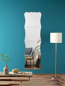 4/8 tấm gương acrylic lượn sóng dài, chống vỡ - Gương an toàn không khung, chống vỡ. Thích hợp cho phòng ngủ, lối vào, phòng tắm, ký túc xá, phòng tập thể dục và cửa không khung. Độ dày 1mm - Trang trí nhà cửa - gương hình sóng - Xem 4