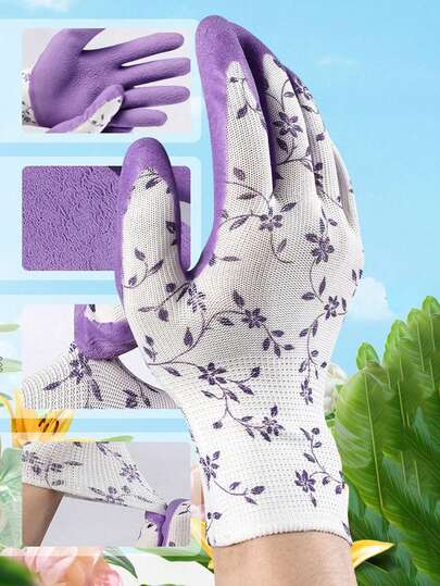 2/4pcs Gardening Gloves, Waterproof & Wear-Resistant, Anti-Puncture, Multi-Purpose Reusable Nitrile Gloves, Cut-Resistant & Chemical Corrosion Resistant, Suitable For Household Dusting, Kitchen, Bathroom Cleaning, Rose Planting, Landscaping, DIY Projects, Landscape Maintenance And Other Gardening Tools.