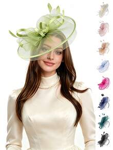 1 chiếc mũ cài tóc Fascinators bằng lông vũ, lưới, satin, phụ kiện dự tiệc trà cổ điển thanh lịch Deaby dành cho nữ. - Nhiều màu - Xem 1
