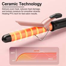 100-240V Universal Voltage Saudi Arabia Standard Plug Power Cord, 25mm/32mm Dual Size Ceramic Curling Iron With Fast Heating, Dual Voltage Curler Suitable For All Hair Types And Travel, Great Gift For Women, Multi-Temperature 100-230°C (190-450°F), Includes Heat Resistant Glove - Gold - View 5
