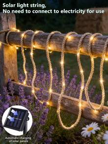 5m/10m Upgraded Solar Powered Vintage White Rope Lights, Natural White Rope LED String Lights, Waterproof Outdoor Solar Rope Lights, Suitable For Arches, Columns, Trees, Fences And Various Scenarios - Solar Rope Light - View 5