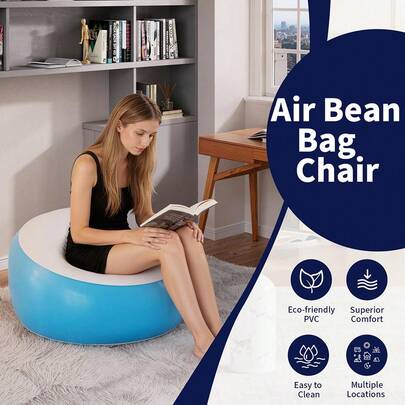 Sillón inflable plegable y portátil, adecuado para uso en interiores y exteriores, sofá inflable impermeable para camping, senderismo, playa, patio trasero, tamaño individual, hecho de material de PVC reforzado