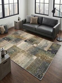 1pc Large Size Green Color Block Patchwork Pattern Living Room Carpet, Fresh Spring/Summer Design, Soft & Comfortable Texture, Easy Care, Non-Slip Bottom, Suitable For Living Room, Bedroom, Kitchen, Dining Room, Entryway, Office And Other Home Decor - Green - View 6
