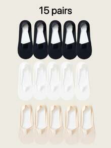 1/5/6/9/10/15/20/21 Pairs Thin Non-Slip Breathable Silky Invisible Liner Socks, Can Be Randomly Sent - Multicolor - View 9