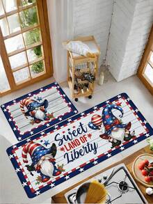 1pc Red White Blue Star Stripe & Cute Energy Pattern Doormat, Living Room Rug, Bedroom Small Rug, Kitchen Rug, Bathroom Mat, Striped Rug, Suitable For Living Room, Dining Room, Kitchen, Sink Area, Indoor Entrance Decor, Perfect For Parties, Holidays, Gatherings, Gifts, Dinner Parties, Rug, Doormat, Kitchen Mat, Area Rug, Kitchen Supplies, Kitchen Decor, Kitchen Pad, Kitchen Floor Mat, Kitchen Set, Foam Mat - Elf Mat - View 2