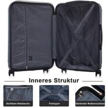 YONSLY Suitcase 20/24/28 Inches With Combination Lock Double Maintenance Zipper 360° Wheels Mesh Pocket Multi‑Stage Telescopic Handle For Vacation - 深綠 - 查看 5