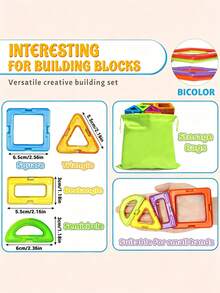 Bloques de construcción magnéticos grandes - Juguetes STEM, incluye imanes DIY, imanes educativos, colores aleatorios, regalo de cumpleaños - Multicolor - Ver 6