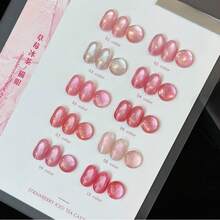 MIANEL GEL 10毫升 2026新款草莓冰茶猫眼凝胶指甲油,肤色美白闪粉玻璃珠猫眼美甲用品 - 彩色 - 查看 14