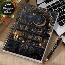 Crescent Spiral Notebook, Gothic Dark Academia Diary, Suitable For Note-Taking, Journaling, List-Making, Or As A Witchy Flower Gift For Book Lovers, Diary Notebook, List-Making Journal, Mysterious Diary Design, Vintage Spiral Notebook - I - View 3