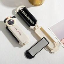 1pc White Foldable Air Cushion Comb Mirror, Portable Folding Mini Air Cushion Comb, Multifunctional Comb Mirror For Women, Hair Massage Comb Clip, Hair Accessory, With Mirror Travel Comb, Travel Essential - Folding Comb - View 13