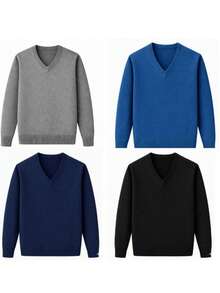 Knitted Blouse With A V-Neck And Ribbed Trim. - 彩色 - 查看 1