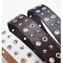 1 pieza Cinturón de estilo punk con hebilla de estrella y remaches, estilo callejero Y2k, unisex, hip hop, rock, ideal para usar con jeans, adecuado para uso diario, ocio, fiesta, citas - Regalo ideal para Halloween y Navidad - P0080B - Ver 11